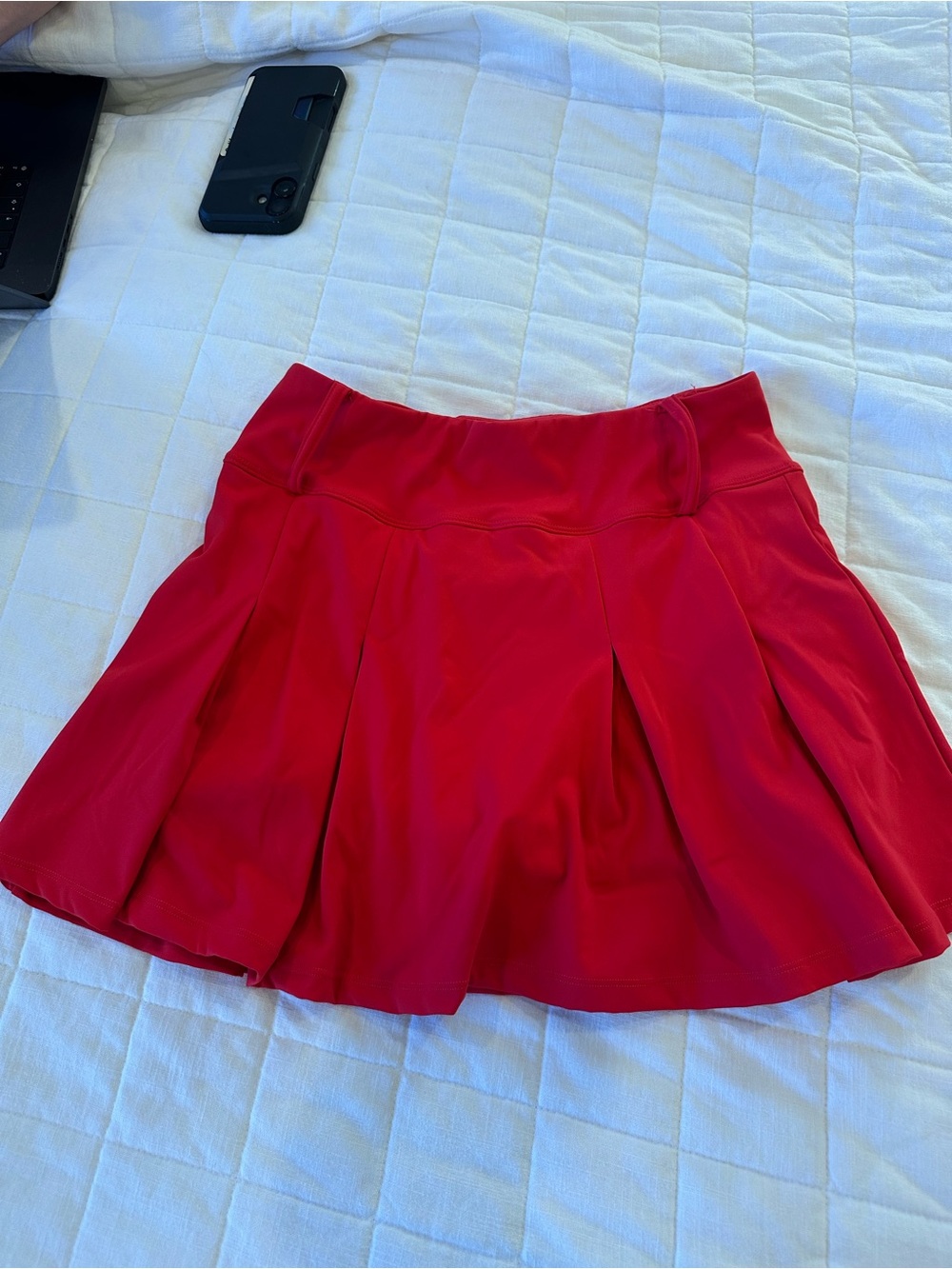 Women's Red Pleated Active Skirt